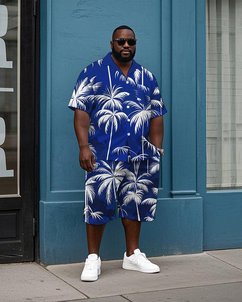 Big & Tall Hawaiian T-Shirt Shorts Set for big men view 1