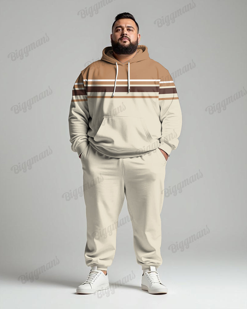 Big & Tall Colorblock Striped Hoodie Sweatpants Set for big men view 1