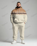 Big & Tall Colorblock Striped Hoodie Sweatpants Set for big men view 1