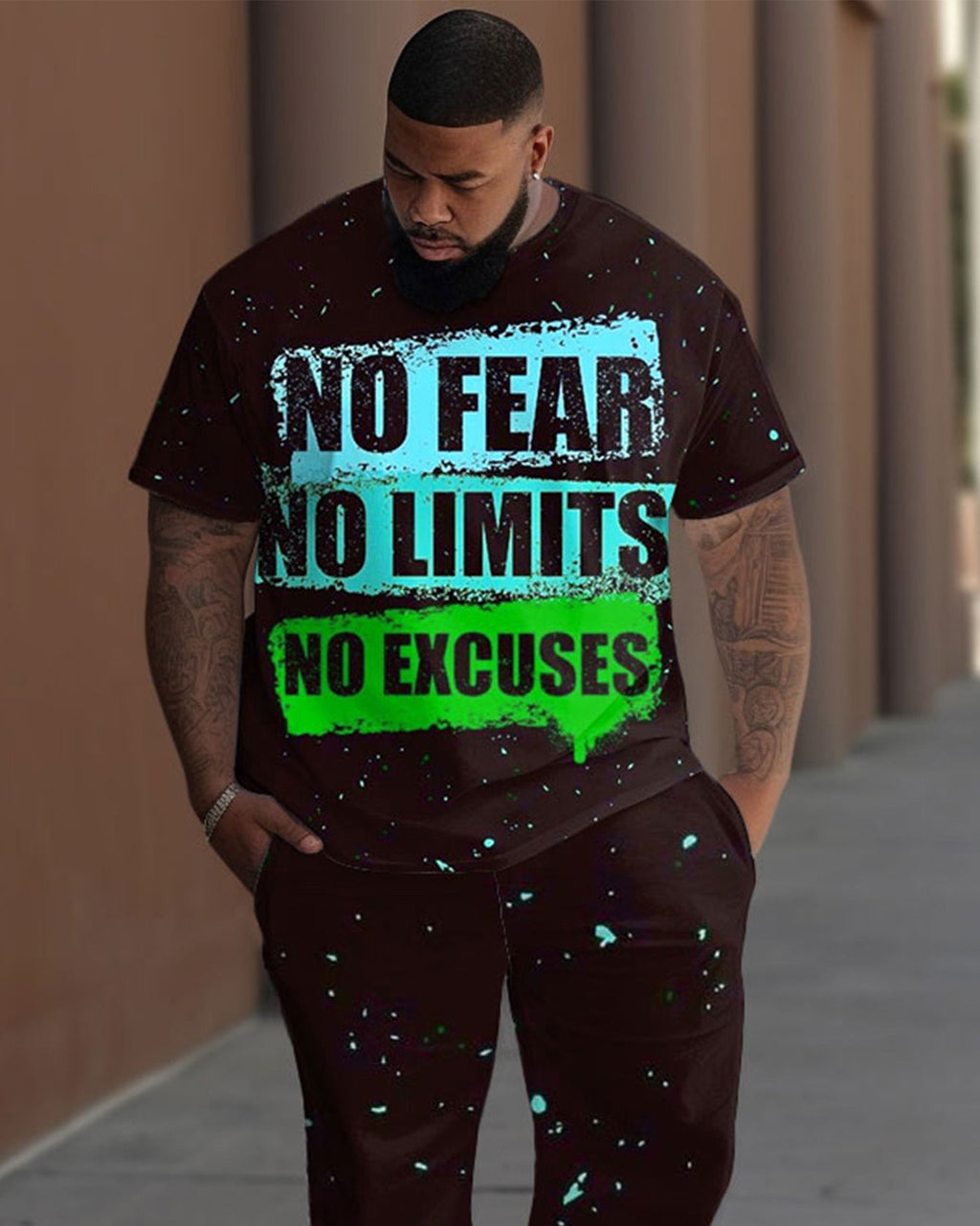 Big & Tall Graphic T-Shirt Pants Set for big men view 2