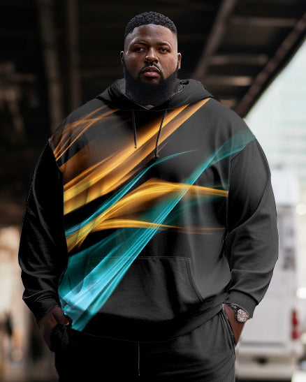 Big & Tall Black Graphic Hoodie Sweatpants Set for big men view 2