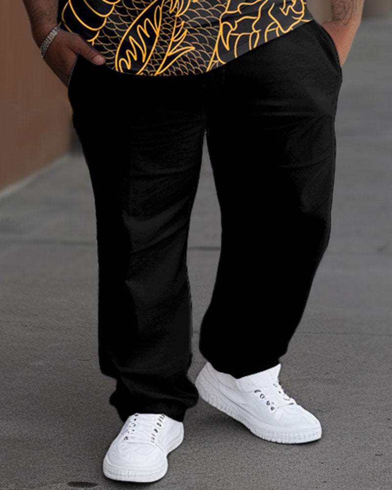 Big & Tall Black Graphic T-Shirt Pants Set for big men view 3