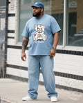 Big & Tall Denim T-Shirt Pants Set for big men