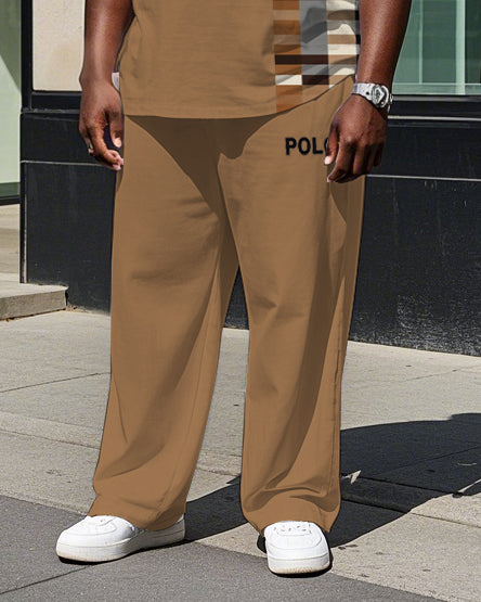 Big & Tall Colorblock Plaid T-Shirt Pants Set for big men view 3