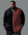 Big & Tall Colorblock Plaid Long Sleeve Shirt for big men