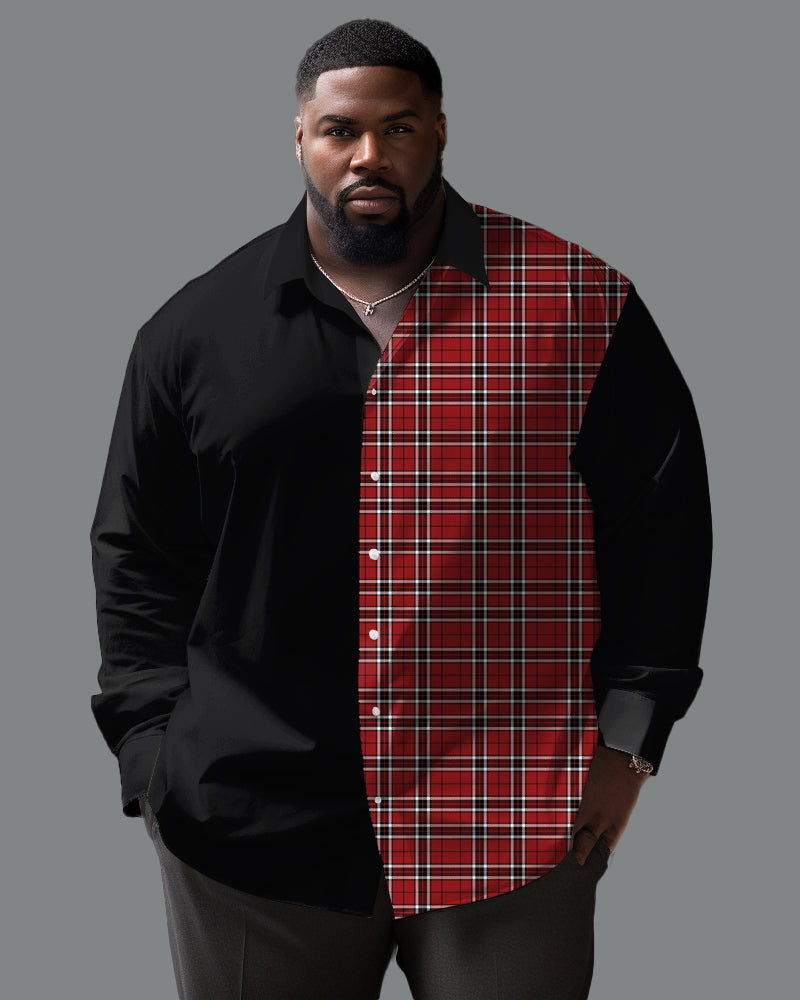 Big & Tall Colorblock Plaid Long Sleeve Shirt for big men