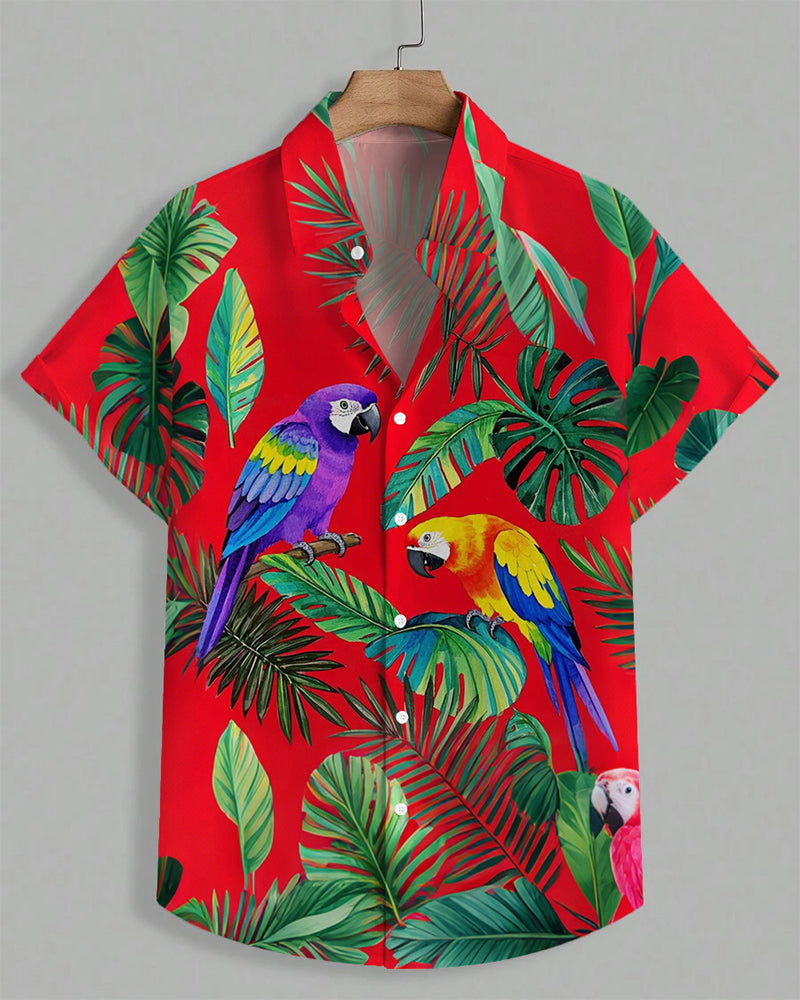 Big & Tall Red Hawaiian Graphic Two-piece Set for big men view 2