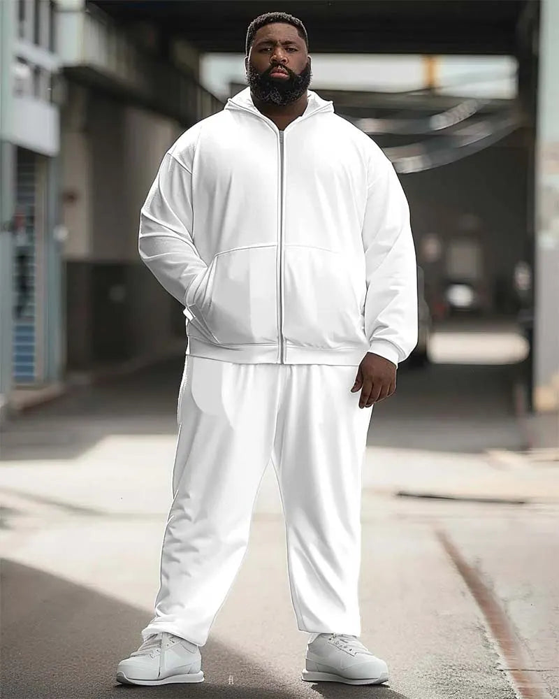 Big & Tall Solid Color Athletic Hoodie Sweatpants Set for big men view 1