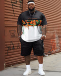 Big & Tall Graphic Camouflage Patchwork Two-piece Set for big men view 1