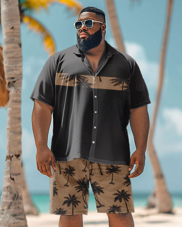 Big & Tall Hawaiian Graphic T-Shirt Shorts Set for big men view 3