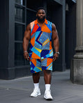 Big & Tall Colorblock T-Shirt Shorts Set for big men view 1