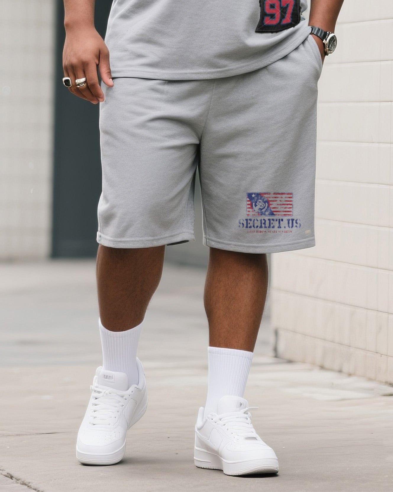 Big & Tall Gradient T-Shirt Shorts Set for big men view 3