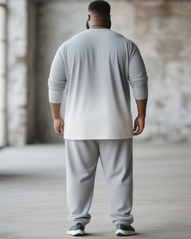 Big & Tall Gray Gradient T-Shirt Pants Set for big men view 4