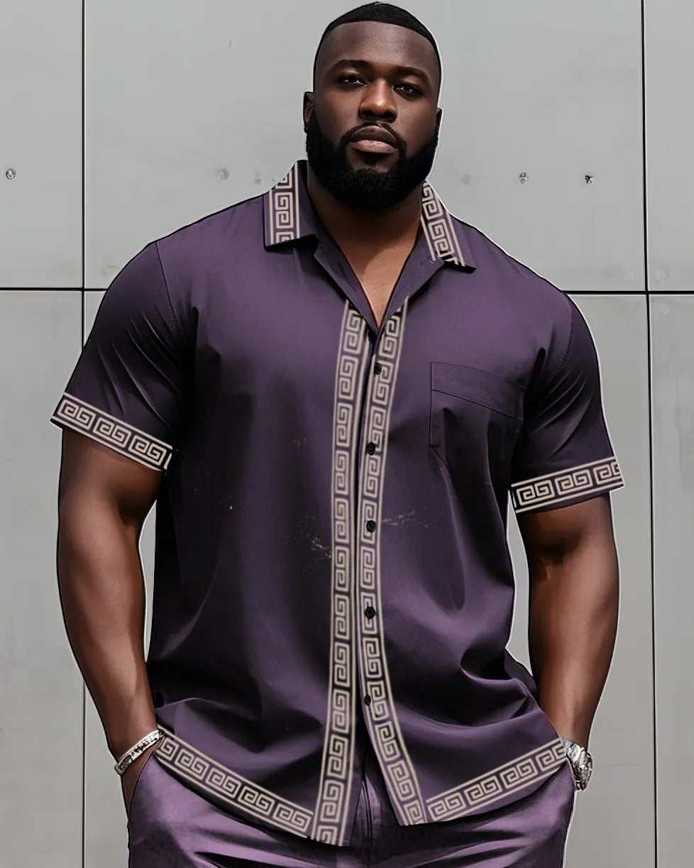 Big & Tall Colorblock T-Shirt Shorts Set for big men view 14
