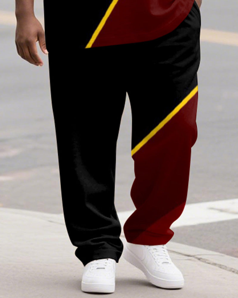 Big & Tall Black Red Graphic T-Shirt Pants Set for big men view 3