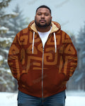 Big & Tall Brown Geometric Graphic Hoodie for big men view 1
