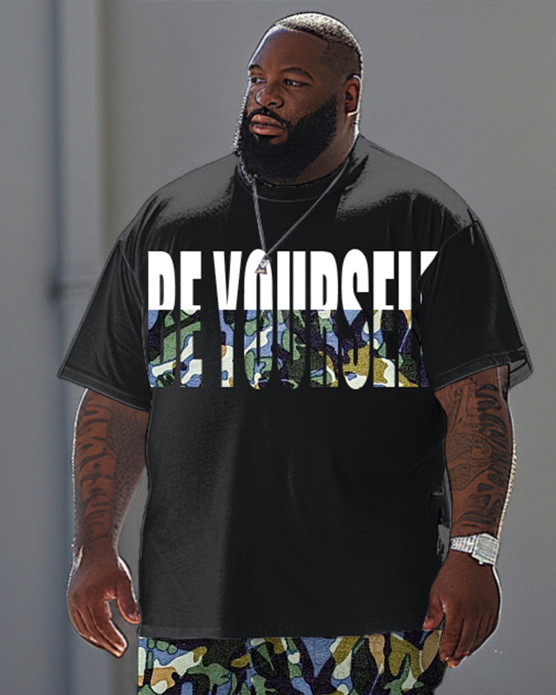 Big & Tall Graphic Camouflage T-Shirt Pants Set for big men view 2