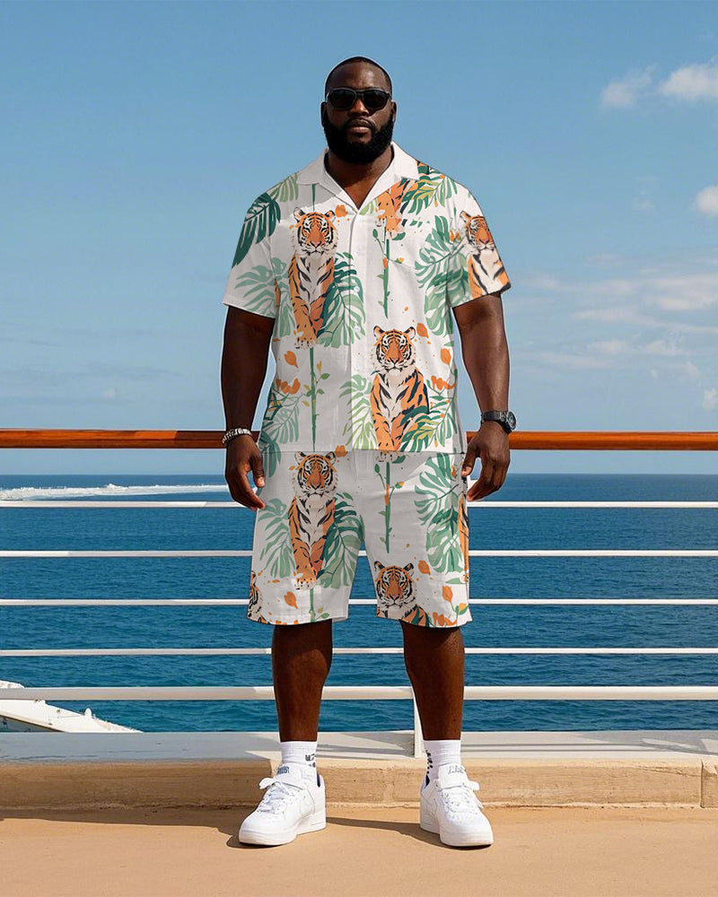 Big & Tall Hawaiian Tropical T-Shirt Shorts Set for big men view 1
