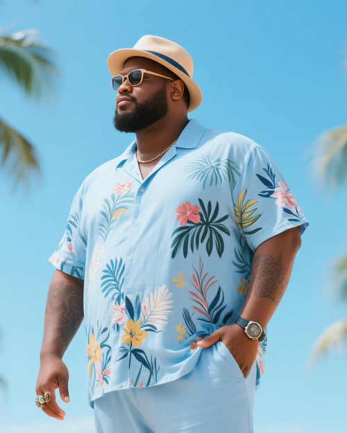 Big & Tall Floral T-Shirt Pants Set for big men view 2