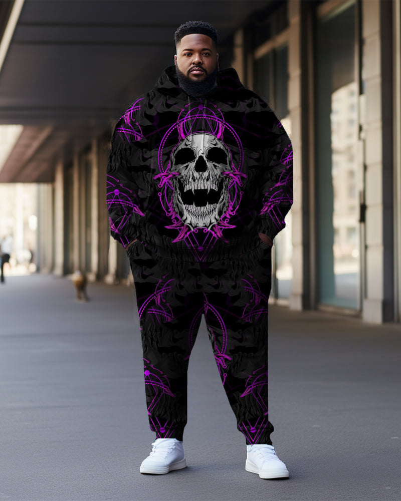 Big & Tall Purple Graffiti Hoodie Sweatpants Set for big men view 1