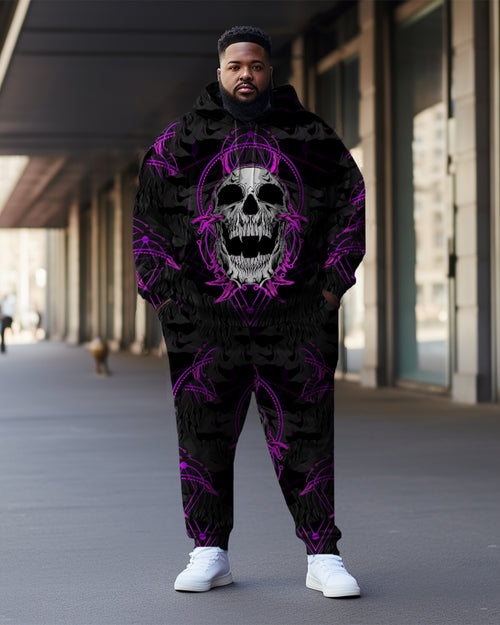 Big & Tall Purple Graffiti Hoodie Sweatpants Set for big men view 1