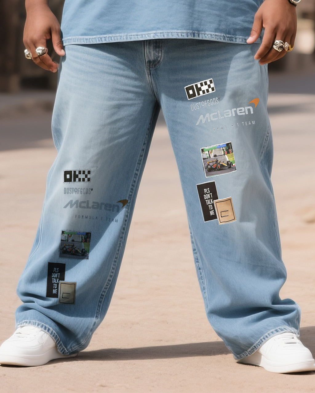 Big & Tall Denim T-Shirt Pants Set for big men view 3
