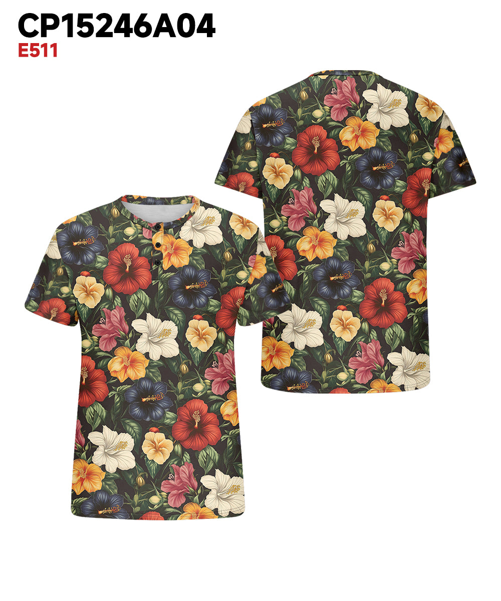 Big & Tall Hawaiian Graphic Floral T-Shirt for big men view 3