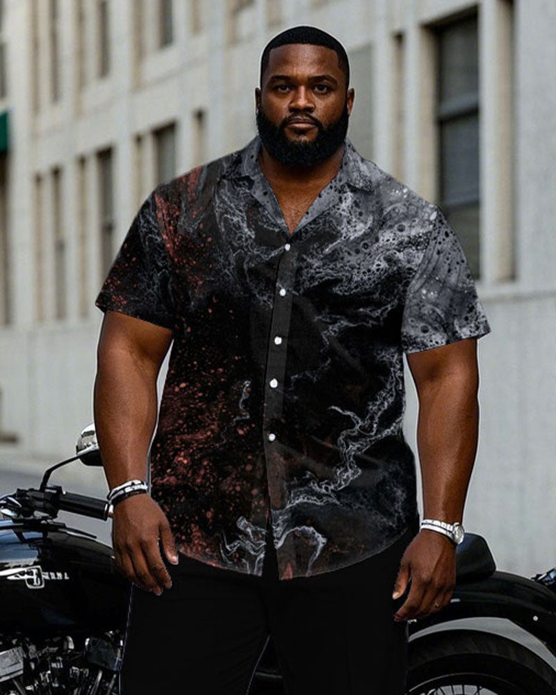 Big & Tall Black Business Casual T-Shirt Pants Set for big men view 2