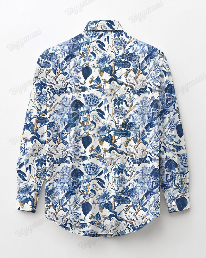 Big & Tall Floral Long Sleeve Shirt for big men view 3