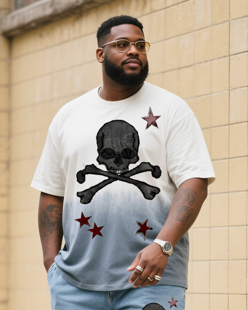 Big & Tall Denim Gradient T-Shirt Shorts Set for big men view 2