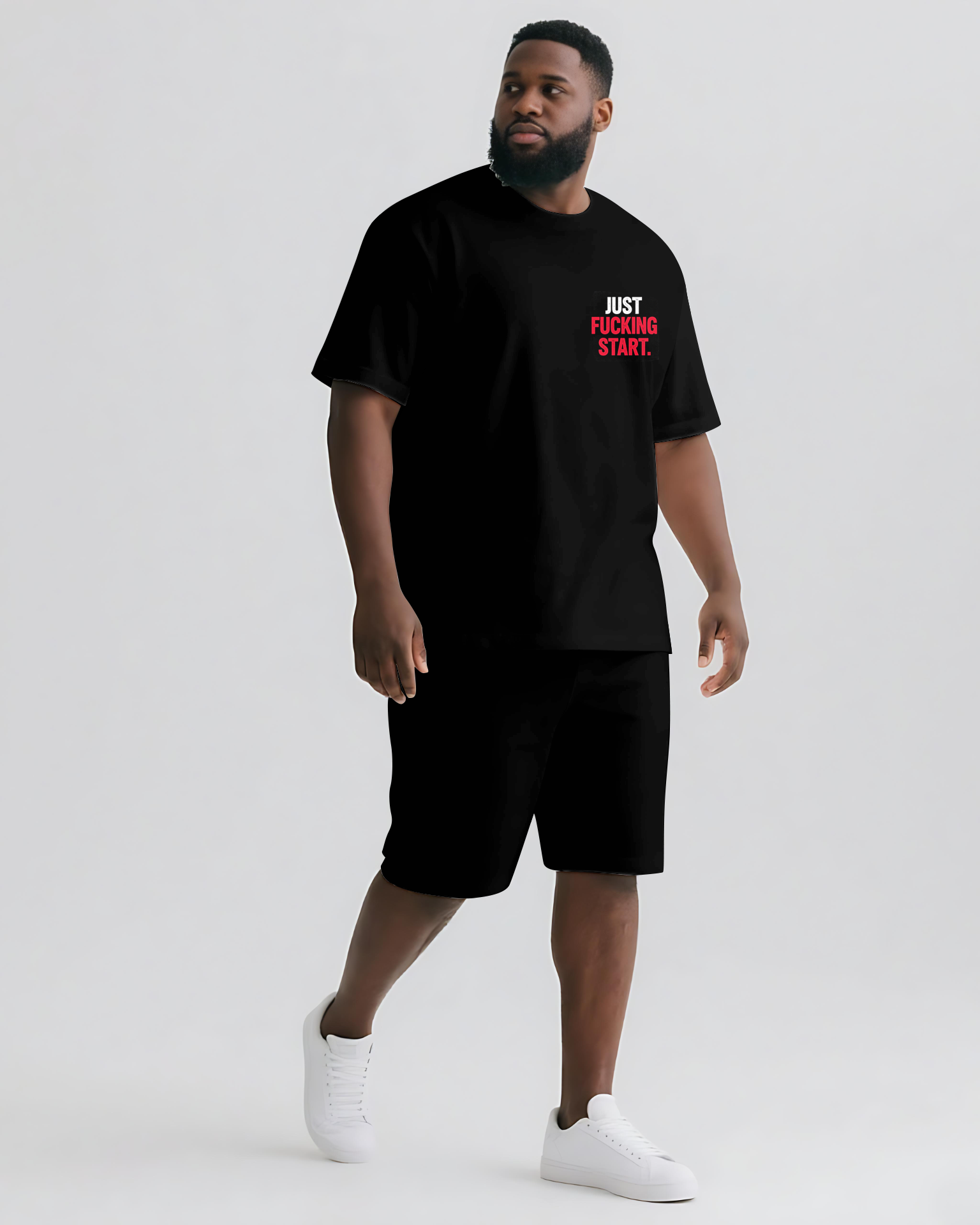 Big & Tall Graphic Streetwear Two-piece Set for big men view 2