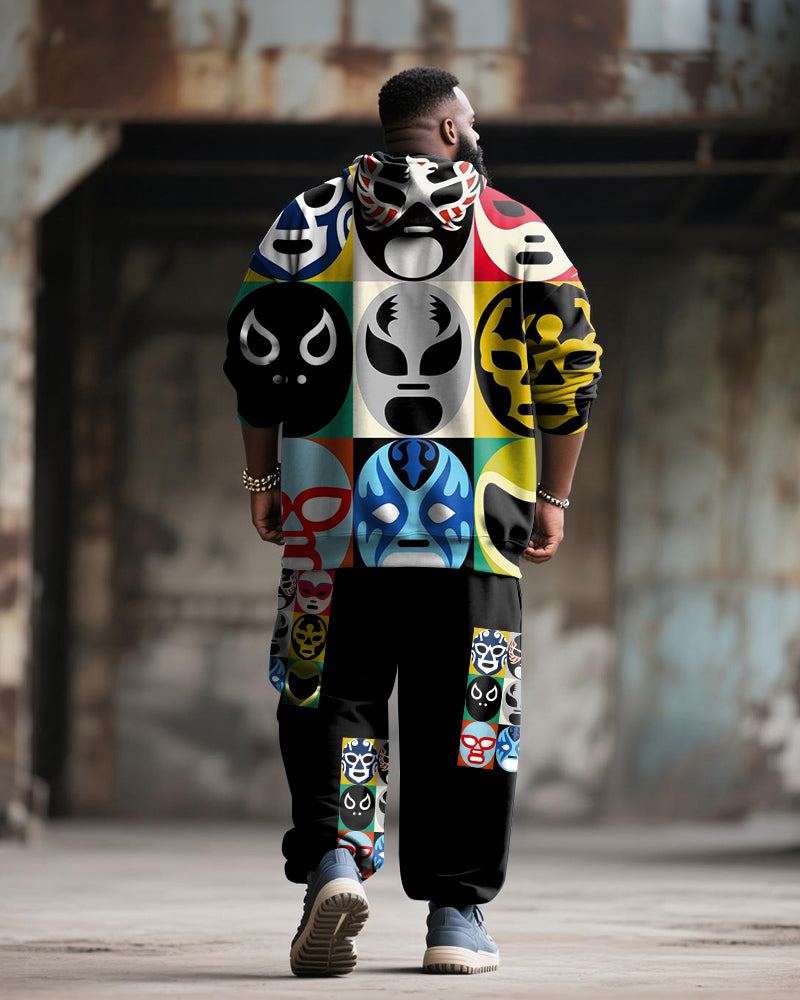 Big & Tall Graphic Streetwear Hoodie Sweatpants Set for big men view 4