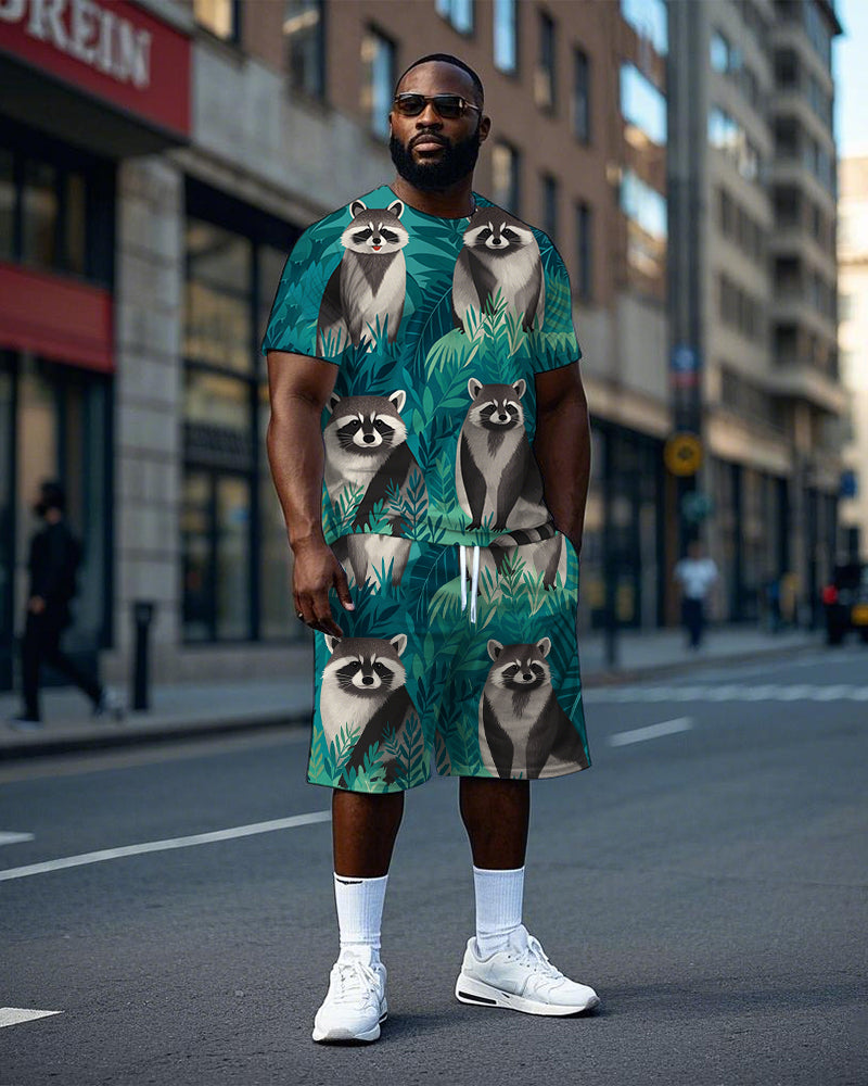 Big & Tall Streetwear T-Shirt Shorts Set for big men view 1