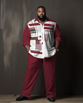 Big & Tall Red Gradient Shirt Pants Set for big men view 1