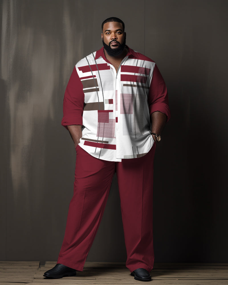 Big & Tall Red Gradient Shirt Pants Set for big men view 1