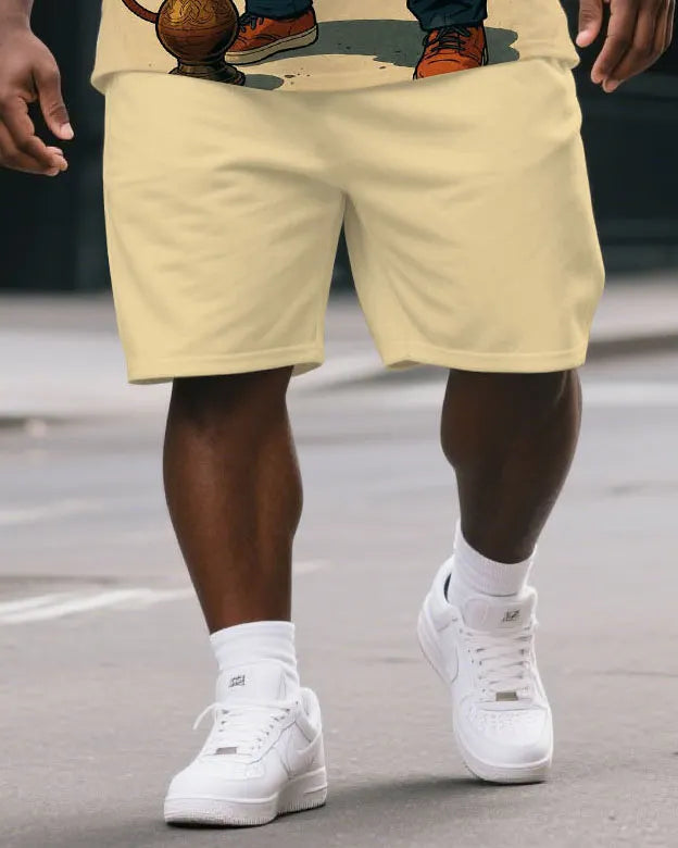 Big & Tall Graphic T-Shirt Shorts Set for big men view 3
