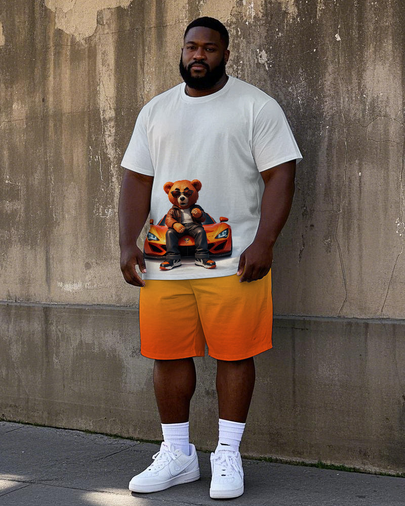 Big & Tall Gradient Athletic T-Shirt Shorts Set for big men view 1