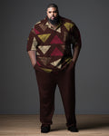 Big & Tall Geometric Business Casual Polo Pants Set for big men view 1