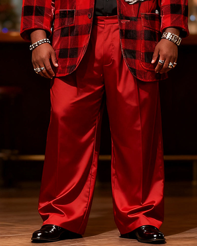 Big & Tall Black Red Plaid Two-piece Set for big men view 3