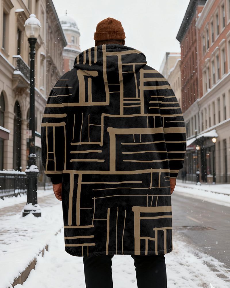 Big & Tall Geometric Graffiti Streetwear Hoodie for big men view 3