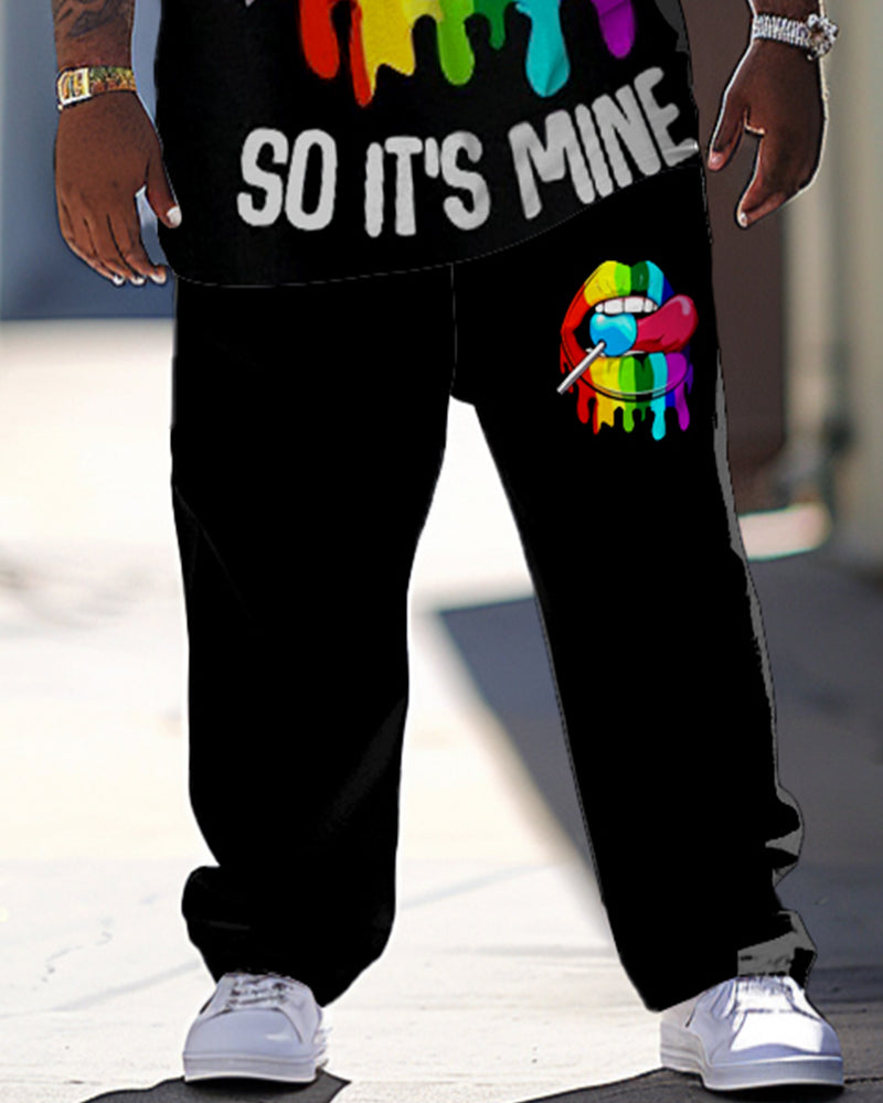 Big & Tall Graphic T-Shirt Pants Set for big men view 3