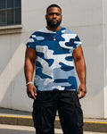 Big & Tall Blue Navy Camouflage Jeans for big men view 1