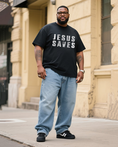 Big & Tall Denim T-Shirt Pants Set for big men view 1