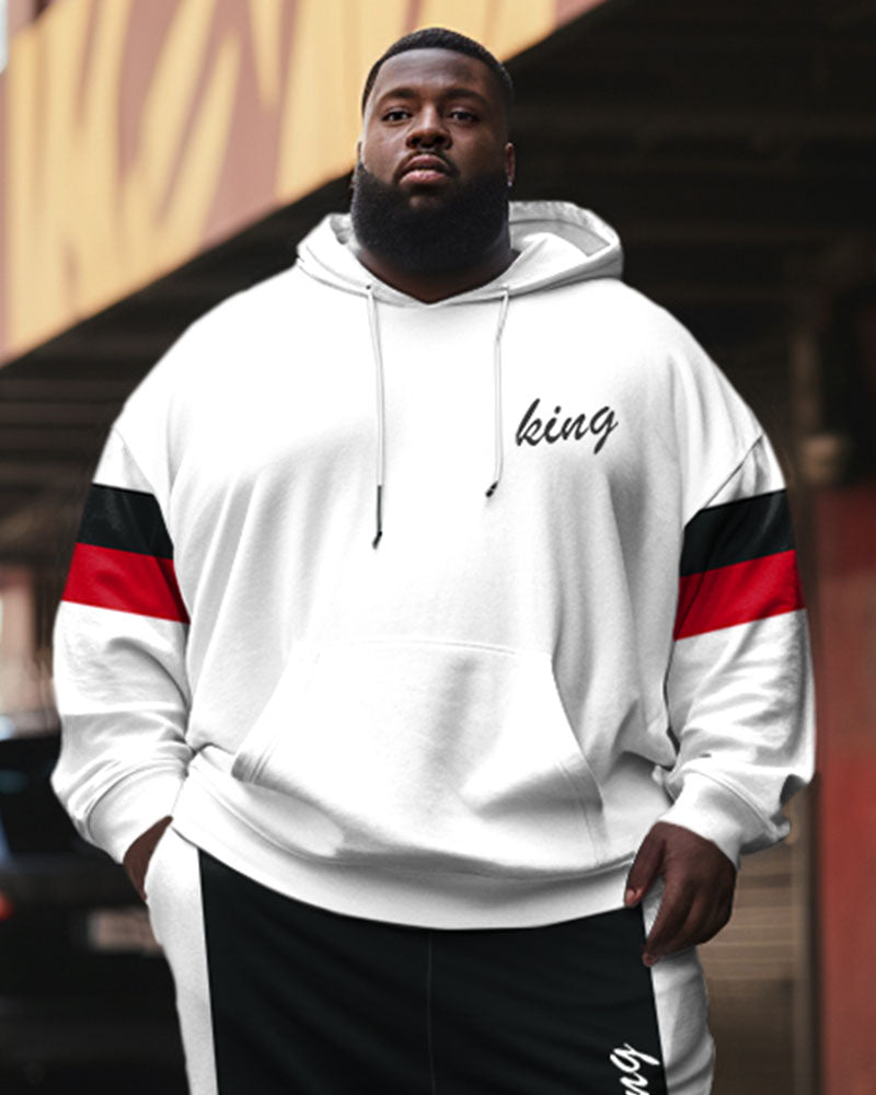 Big & Tall Colorblock Graphic Hoodie Sweatpants Set for big men view 2