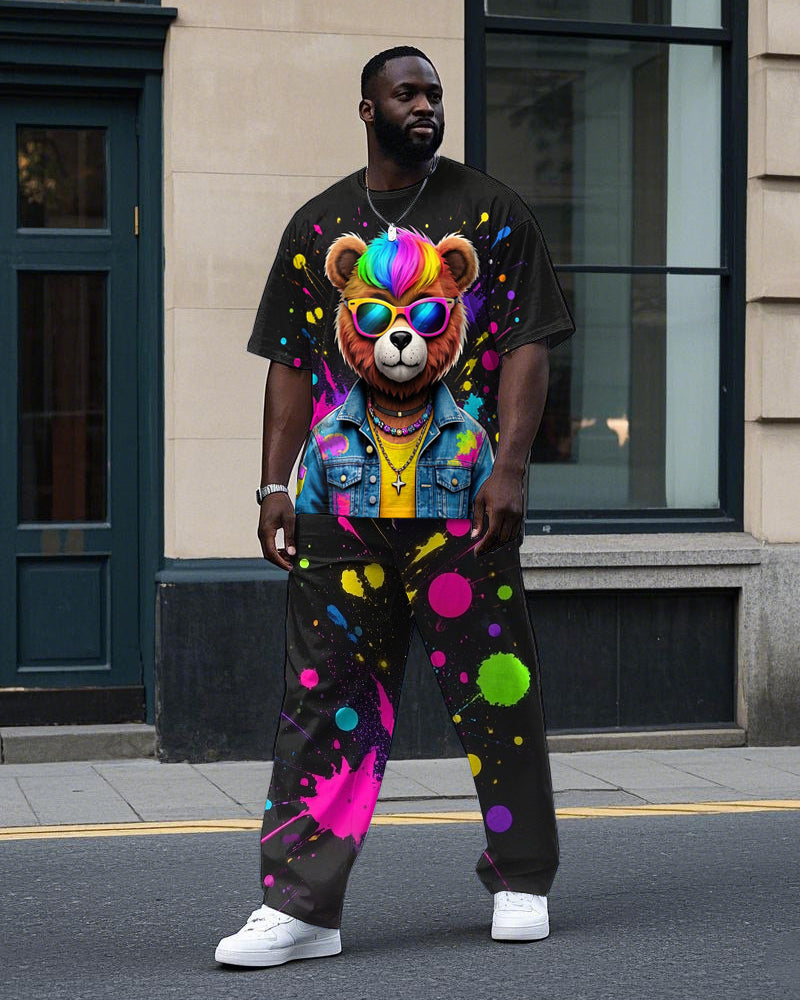 Big & Tall Graffiti Streetwear T-Shirt Pants Set for big men view 1