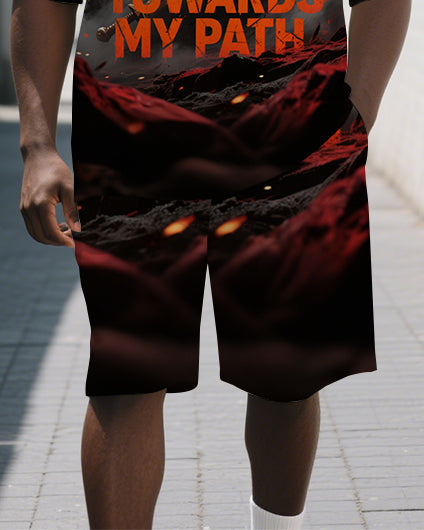 Big & Tall Graphic Graffiti Polo Shorts Set for big men view 3