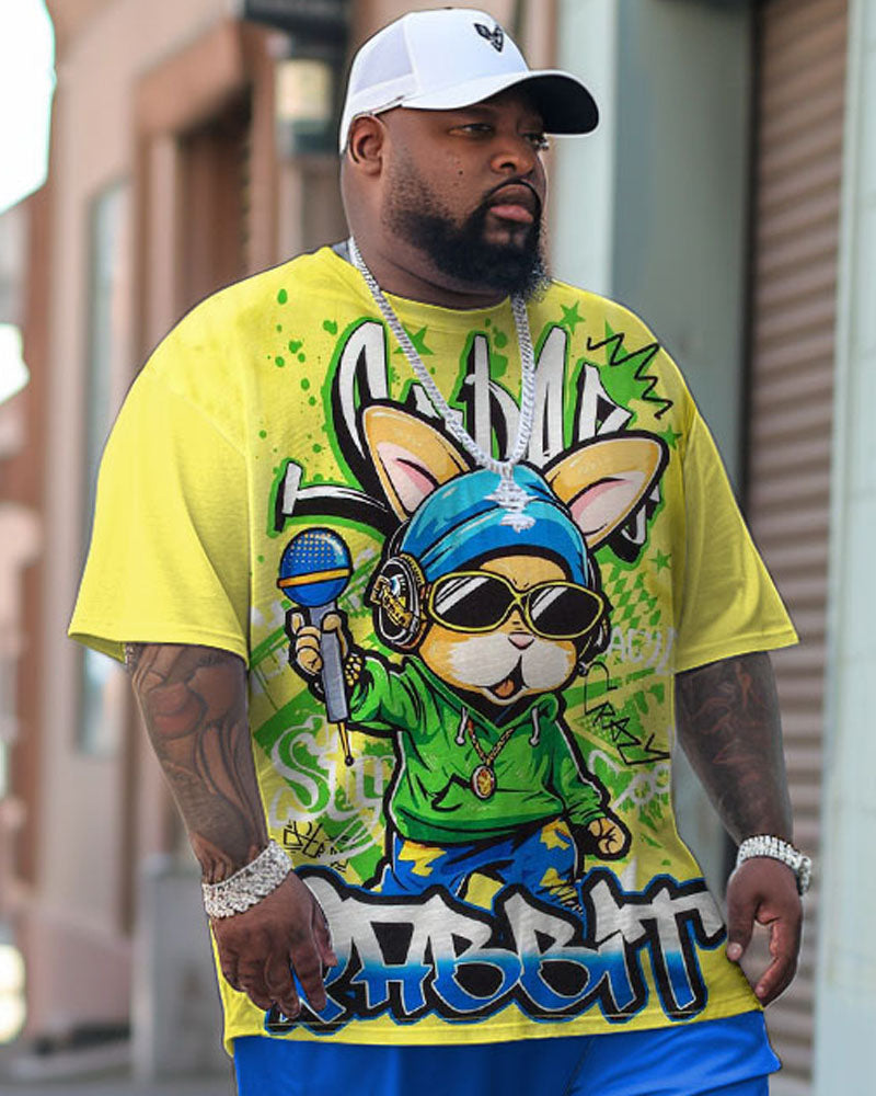 Big & Tall Graphic Graffiti T-Shirt Pants Set for big men view 2