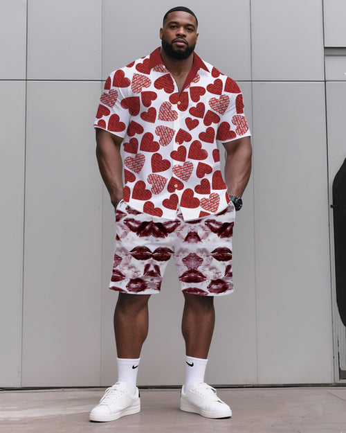Big & Tall Graphic T-Shirt Shorts Set for big men view 1