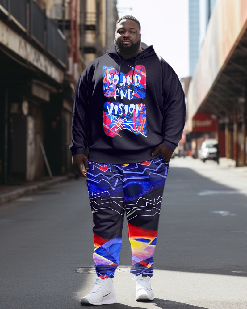 Big & Tall Streetwear Hoodie Sweatpants Set for big men view 1