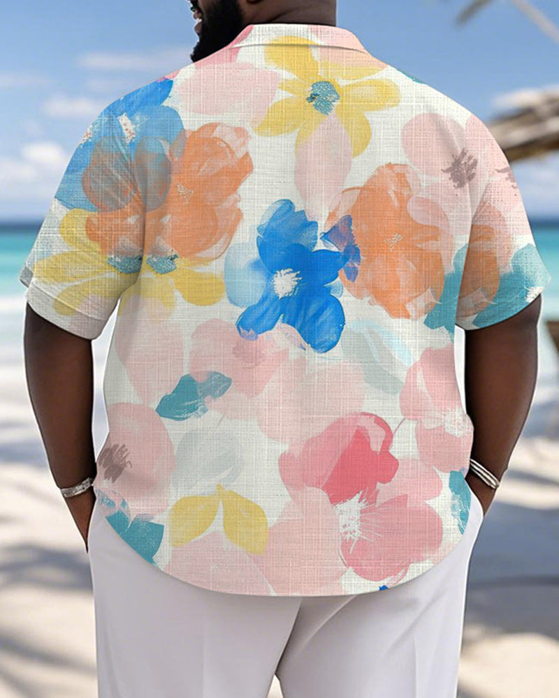 Big & Tall Hawaiian Geometric Short Sleeve Shirt for big men view 2